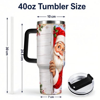 #pl[40oz|Black] Christmas Santa 40oz Tumbler with Handle, Holiday Travel Cup