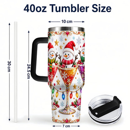 #pl[40oz|Black] Snowman Martini 40oz Tumbler with Handle, Christmas Travel Cup