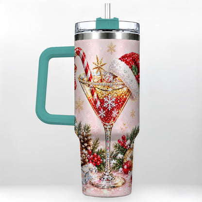 #pl[40oz|Green] Christmas Martini 40oz Tumbler with Handle, Holiday Travel Cup