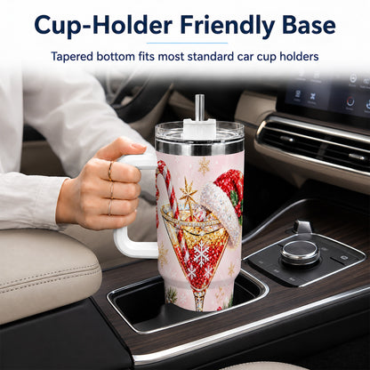 #pl[40oz|White] Christmas Martini 40oz Tumbler with Handle, Holiday Travel Cup