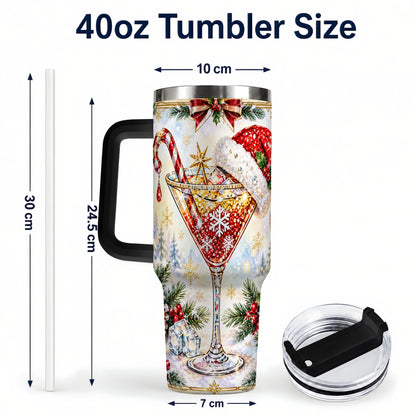 #pl[40oz|Black] Christmas Cocktail 40oz Tumbler with Handle, Holiday Stainless Steel Cup