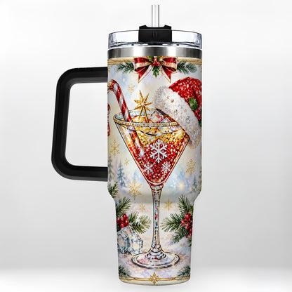 #pl[40oz|Black] Christmas Cocktail 40oz Tumbler with Handle, Holiday Stainless Steel Cup