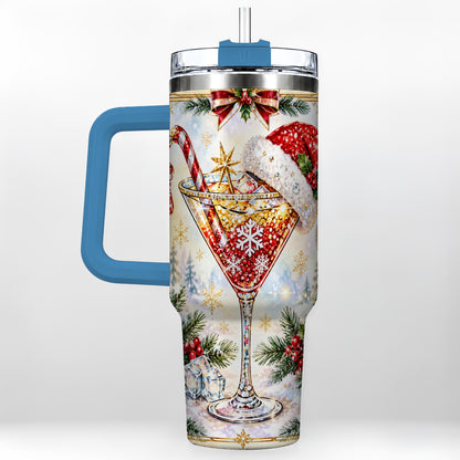 #pl[40oz|Blue] Christmas Cocktail 40oz Tumbler with Handle, Holiday Stainless Steel Cup