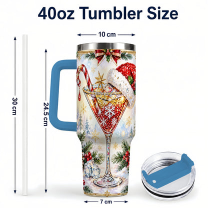 #pl[40oz|Blue] Christmas Cocktail 40oz Tumbler with Handle, Holiday Stainless Steel Cup