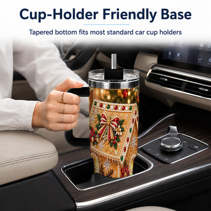 #pl[40oz|Black] Gingerbread House 40oz Tumbler with Handle, Christmas Travel Cup