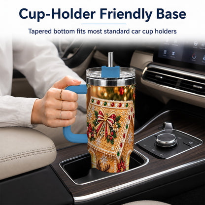 #pl[40oz|Blue] Gingerbread House 40oz Tumbler with Handle, Christmas Travel Cup