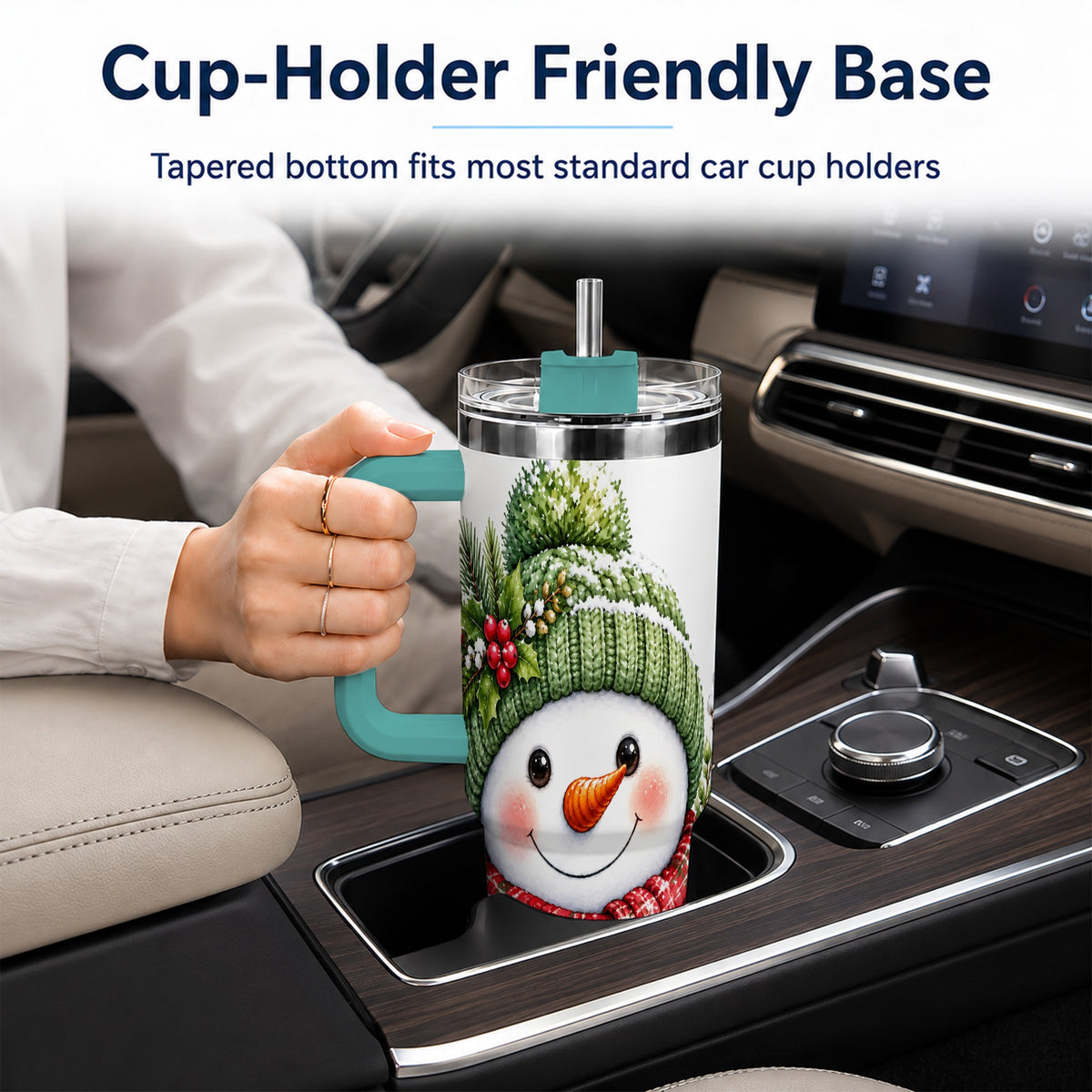 #pl[40oz|Green] Snowman 40oz Tumbler with Handle, Christmas Stainless Steel Travel Cup