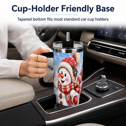 #pl[40oz|Black] Ice Skating Snowman 40oz Tumbler with Handle, Winter Stainless Steel Cup
