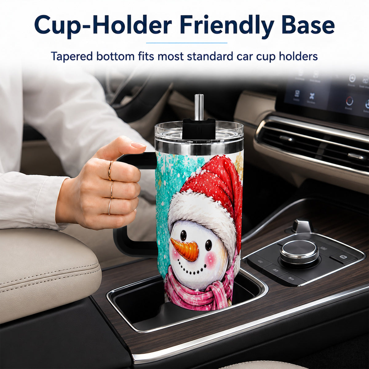 #pl[40oz|Black] Snowman 40oz Tumbler with Handle, Colorful Winter Travel Cup