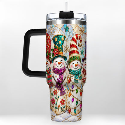 #pl[40oz|Black] Snowman Family Tumbler 40oz, Christmas Tumbler, Stainless Steel Travel Cup
