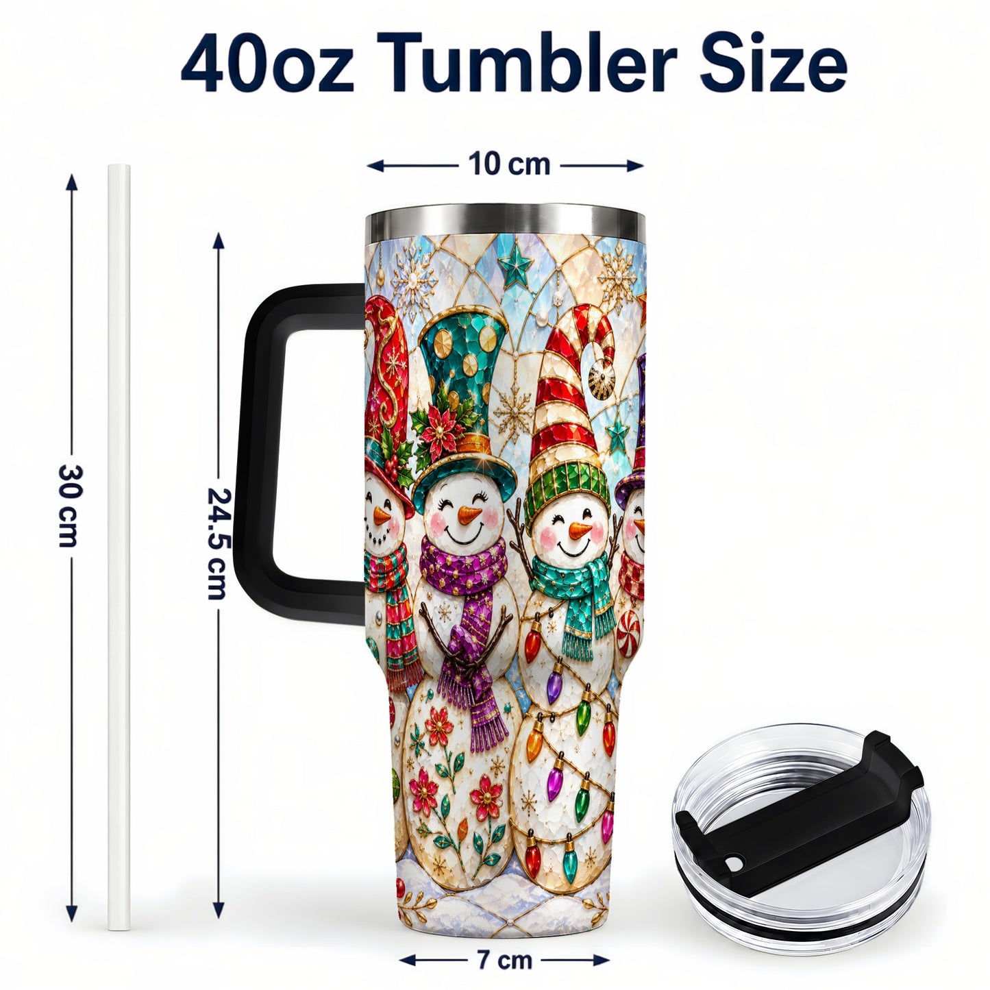 #pl[40oz|Black] Snowman Family Tumbler 40oz, Christmas Tumbler, Stainless Steel Travel Cup
