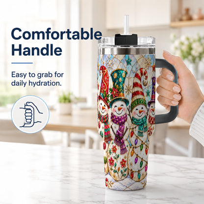 #pl[40oz|Black] Snowman Family Tumbler 40oz, Christmas Tumbler, Stainless Steel Travel Cup