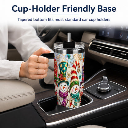 #pl[40oz|Black] Snowman Family Tumbler 40oz, Christmas Tumbler, Stainless Steel Travel Cup