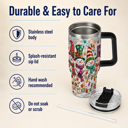 #pl[40oz|Black] Snowman Family Tumbler 40oz, Christmas Tumbler, Stainless Steel Travel Cup