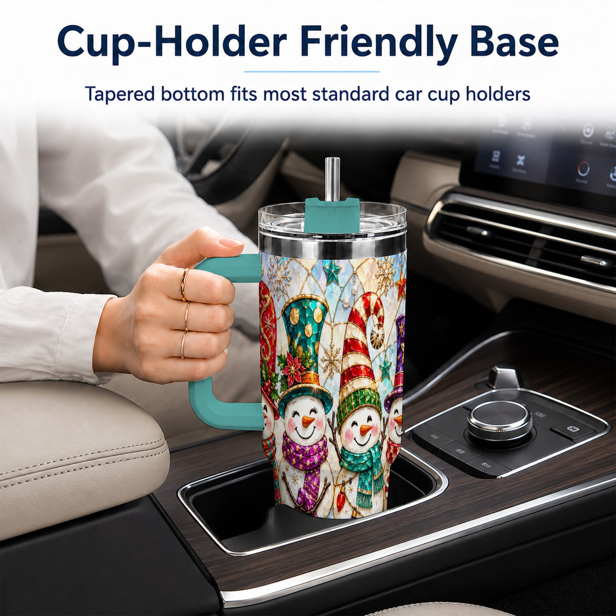#pl[40oz|Green] Snowman Family Tumbler 40oz, Christmas Tumbler, Stainless Steel Travel Cup