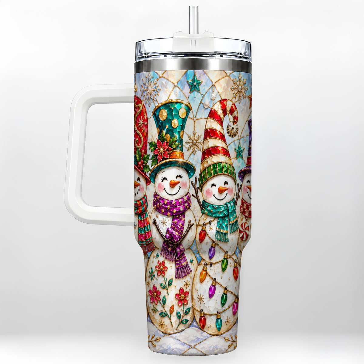 Snowman Family Tumbler 40oz, Christmas Tumbler, Stainless Steel Travel Cup