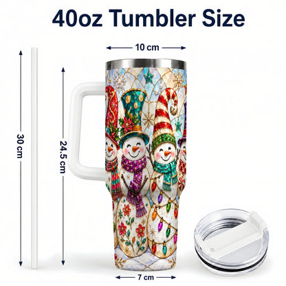 #pl[40oz|White] Snowman Family Tumbler 40oz, Christmas Tumbler, Stainless Steel Travel Cup