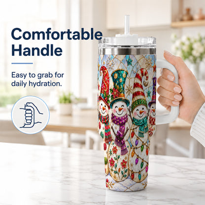 #pl[40oz|White] Snowman Family Tumbler 40oz, Christmas Tumbler, Stainless Steel Travel Cup