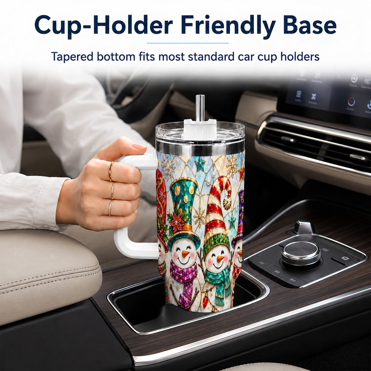 #pl[40oz|White] Snowman Family Tumbler 40oz, Christmas Tumbler, Stainless Steel Travel Cup