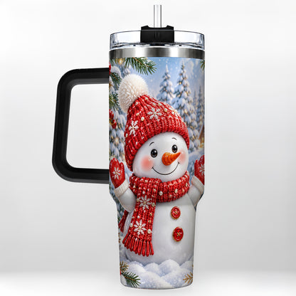 #pl[40oz|Black] Red Snowman Tumbler 40oz, Christmas Tumbler, Stainless Steel Travel Cup