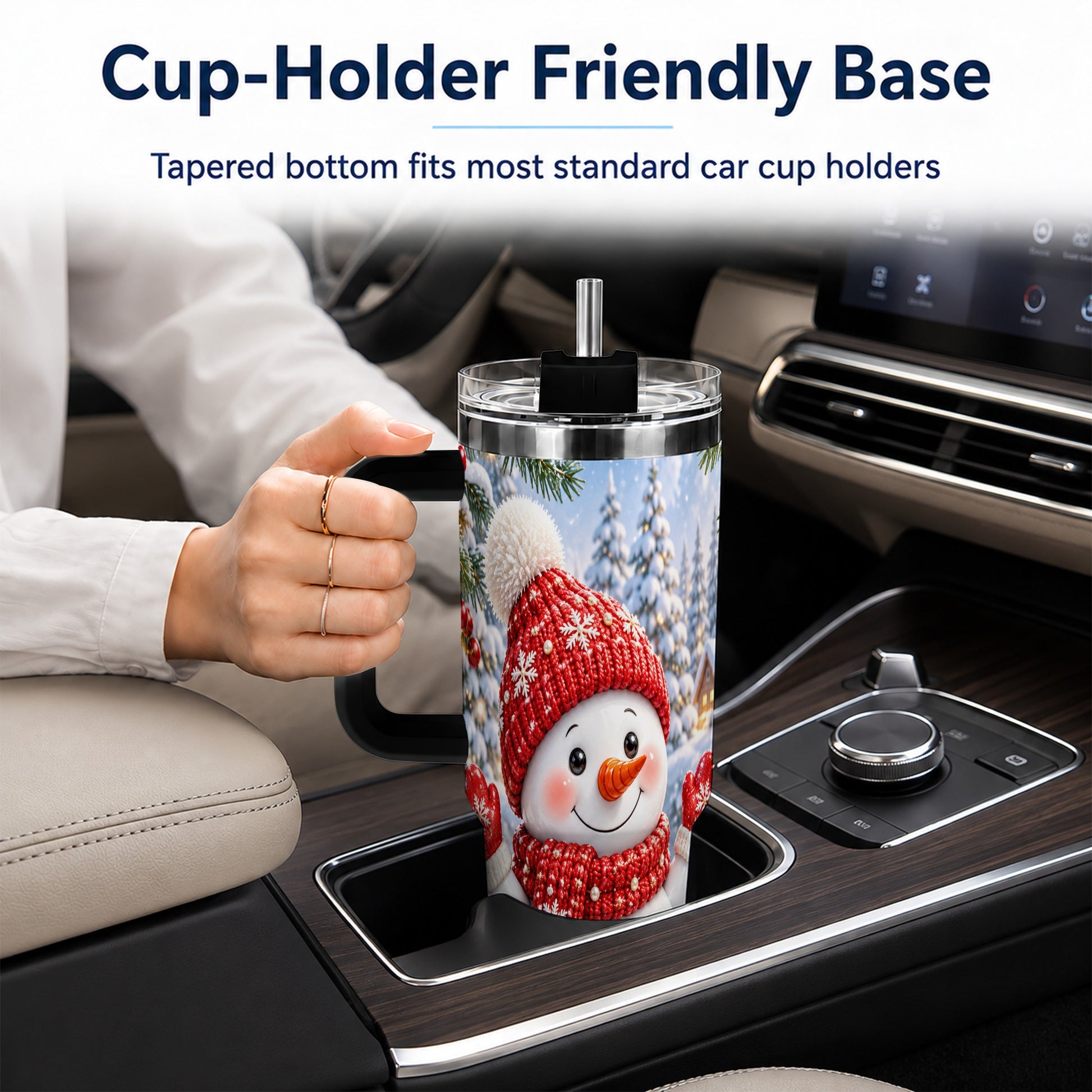 #pl[40oz|Black] Red Snowman Tumbler 40oz, Christmas Tumbler, Stainless Steel Travel Cup