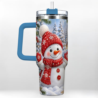 #pl[40oz|Blue] Red Snowman Tumbler 40oz, Christmas Tumbler, Stainless Steel Travel Cup