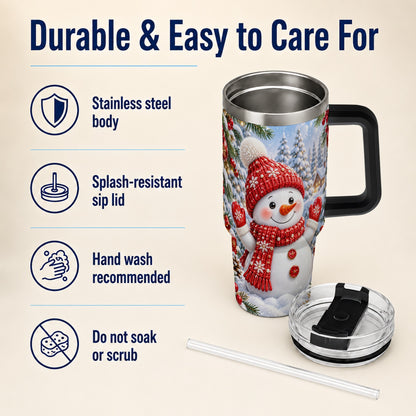 #pl[40oz|Black] Red Snowman Tumbler 40oz, Christmas Tumbler, Stainless Steel Travel Cup