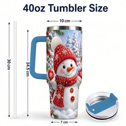 #pl[40oz|Blue] Red Snowman Tumbler 40oz, Christmas Tumbler, Stainless Steel Travel Cup