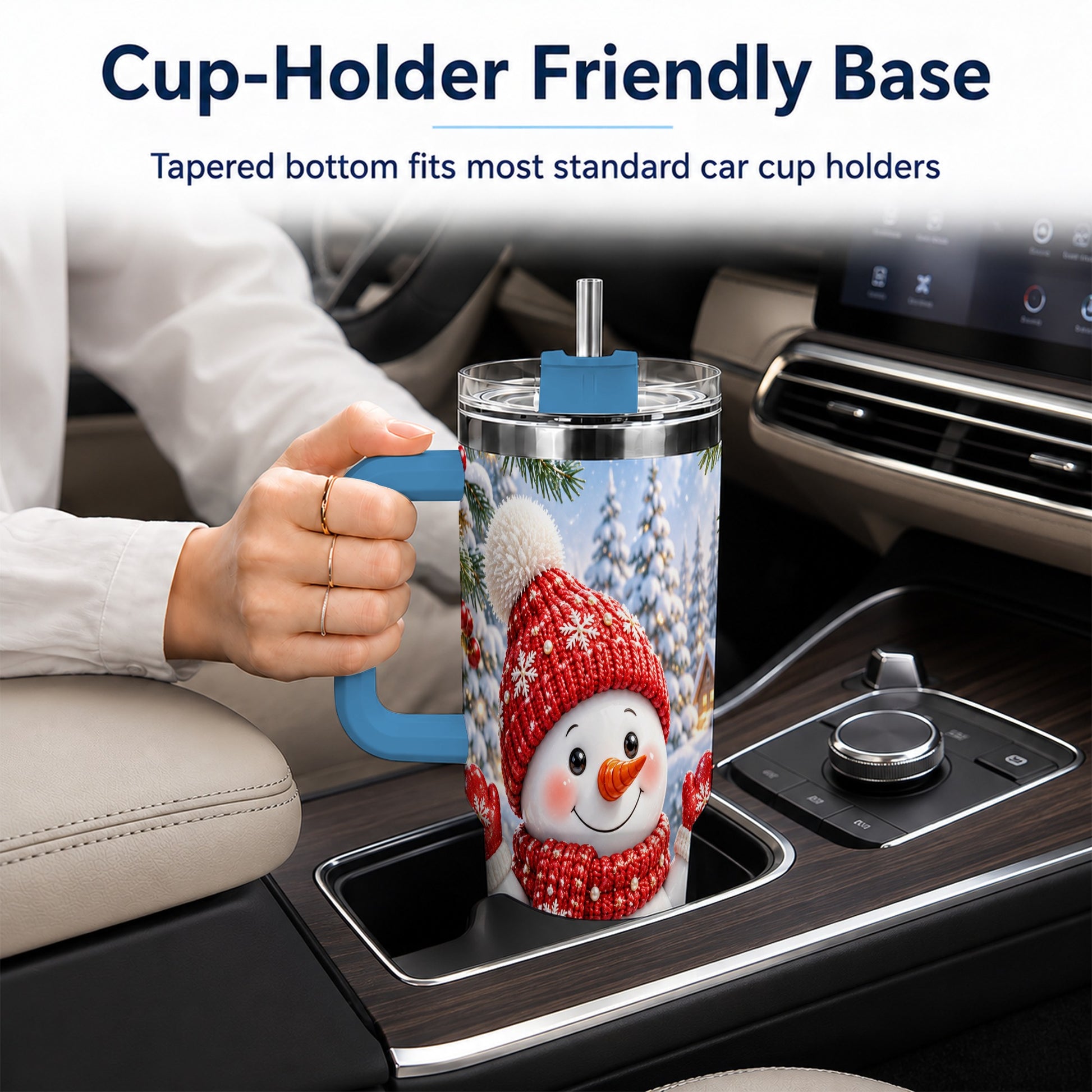 #pl[40oz|Blue] Red Snowman Tumbler 40oz, Christmas Tumbler, Stainless Steel Travel Cup