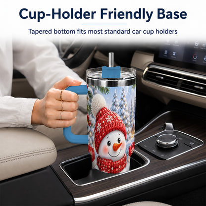#pl[40oz|Blue] Red Snowman Tumbler 40oz, Christmas Tumbler, Stainless Steel Travel Cup