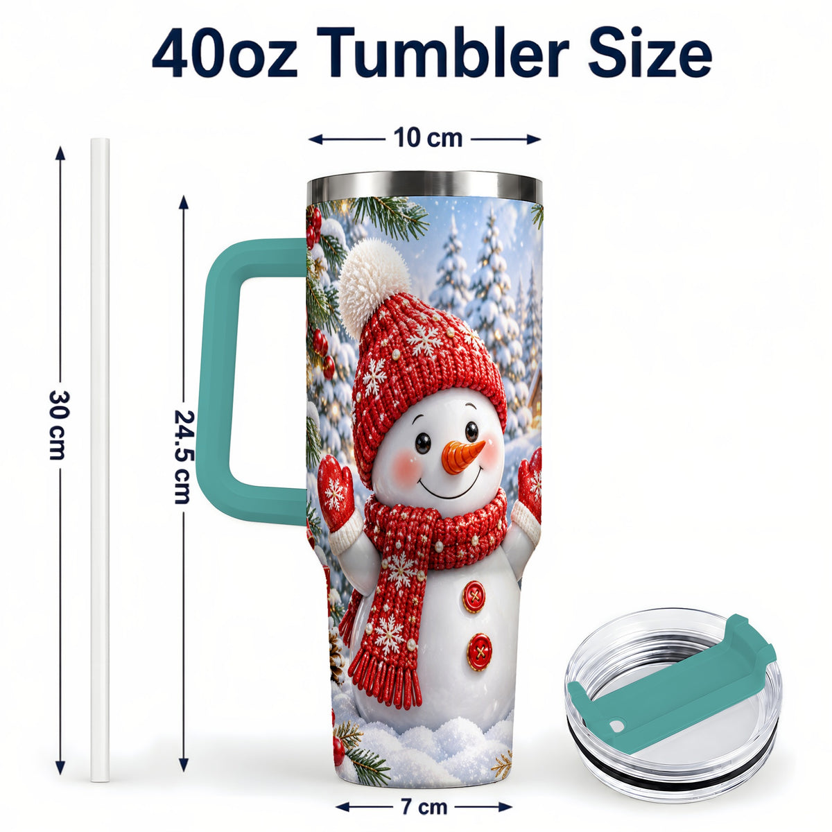#pl[40oz|Green] Red Snowman Tumbler 40oz, Christmas Tumbler, Stainless Steel Travel Cup