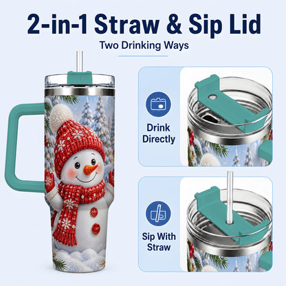 #pl[40oz|Green] Red Snowman Tumbler 40oz, Christmas Tumbler, Stainless Steel Travel Cup