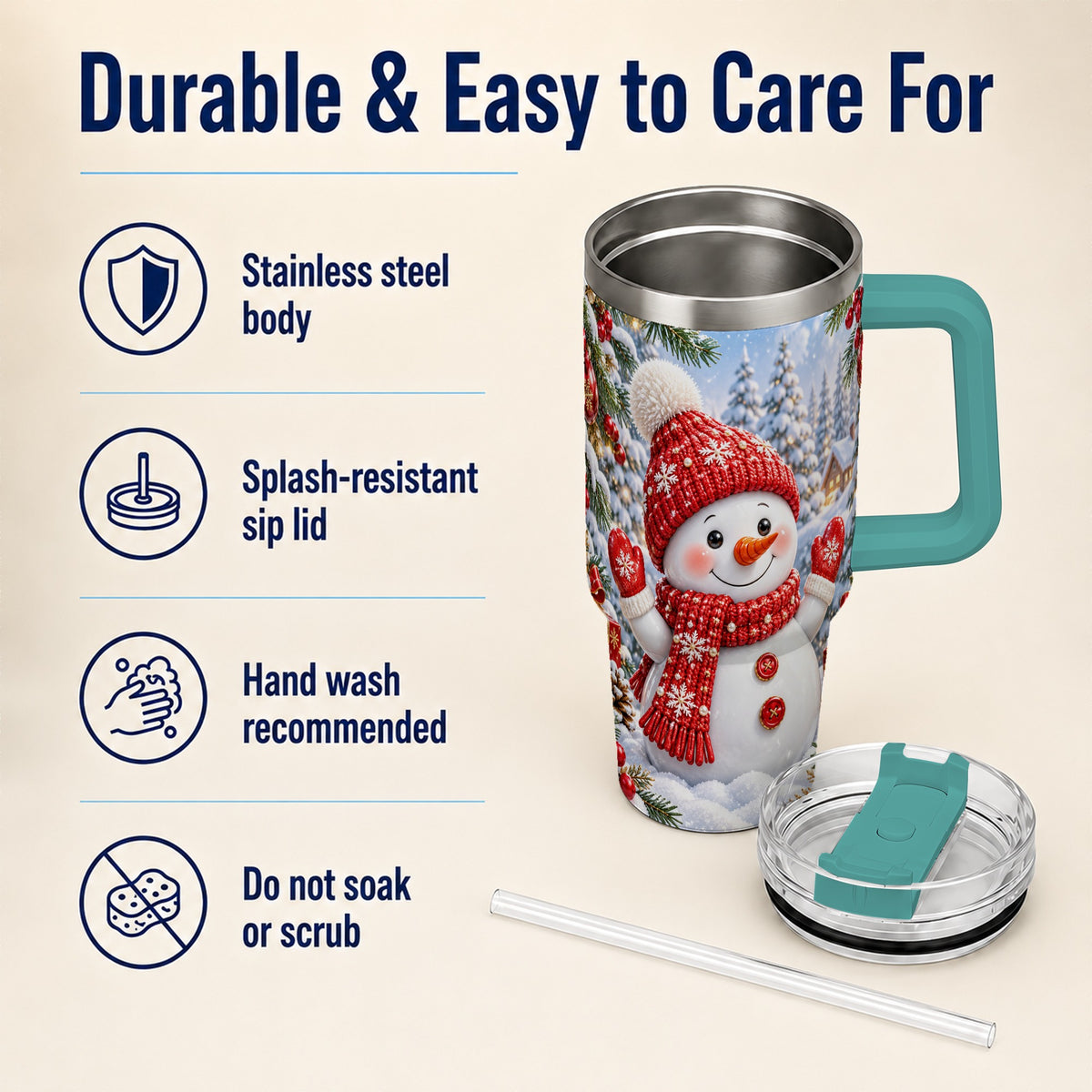 #pl[40oz|Green] Red Snowman Tumbler 40oz, Christmas Tumbler, Stainless Steel Travel Cup