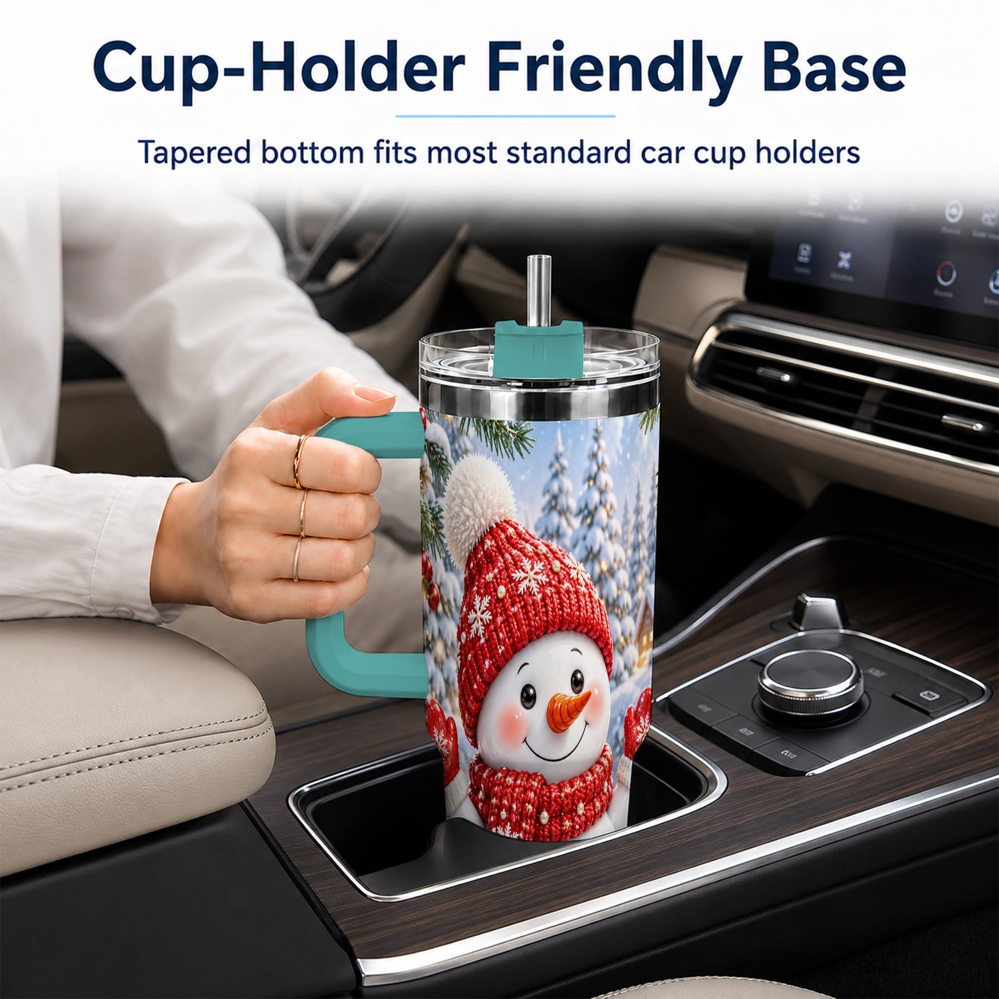 #pl[40oz|Green] Red Snowman Tumbler 40oz, Christmas Tumbler, Stainless Steel Travel Cup