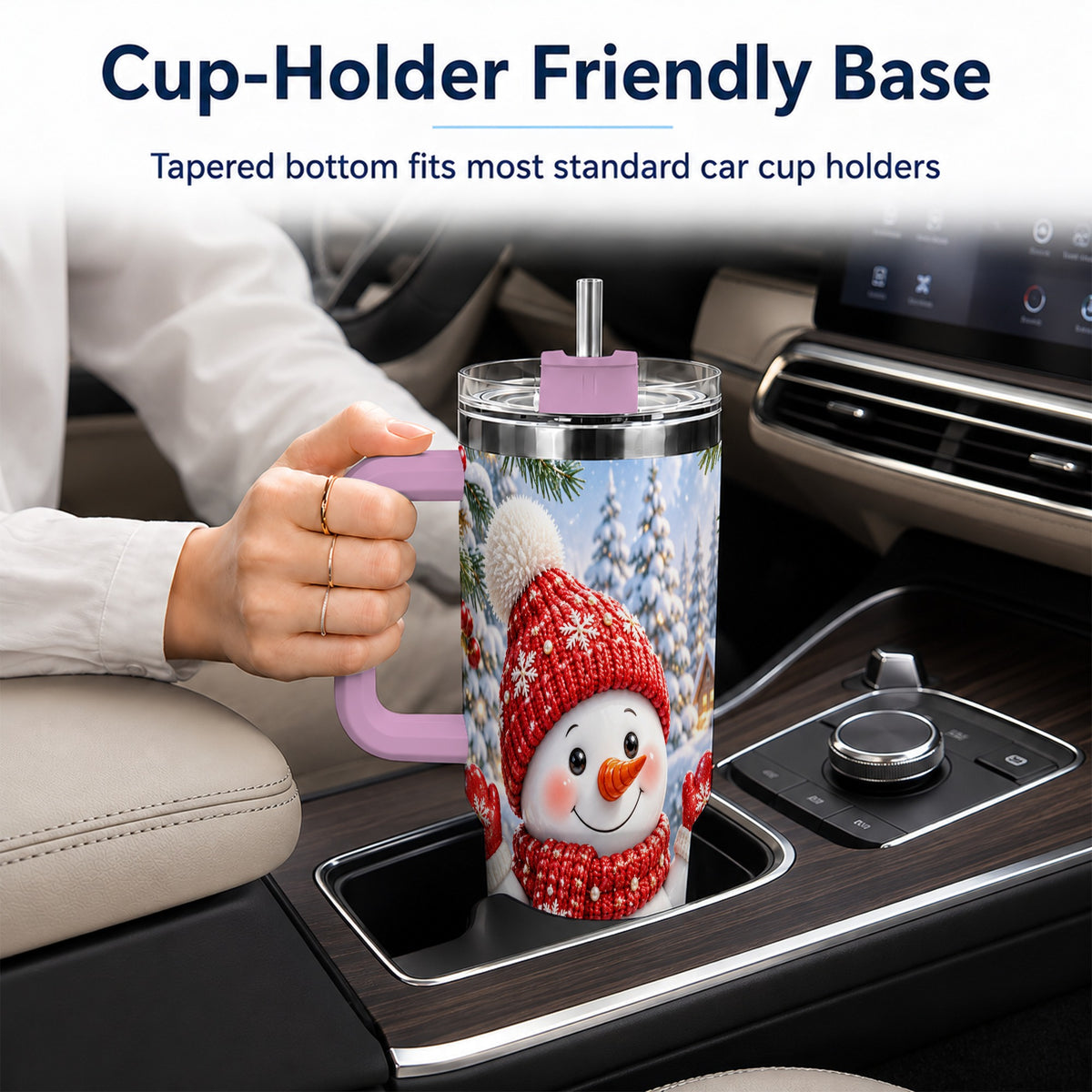 #pl[40oz|Pink] Red Snowman Tumbler 40oz, Christmas Tumbler, Stainless Steel Travel Cup