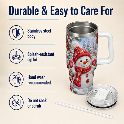 #pl[40oz|White] Red Snowman Tumbler 40oz, Christmas Tumbler, Stainless Steel Travel Cup