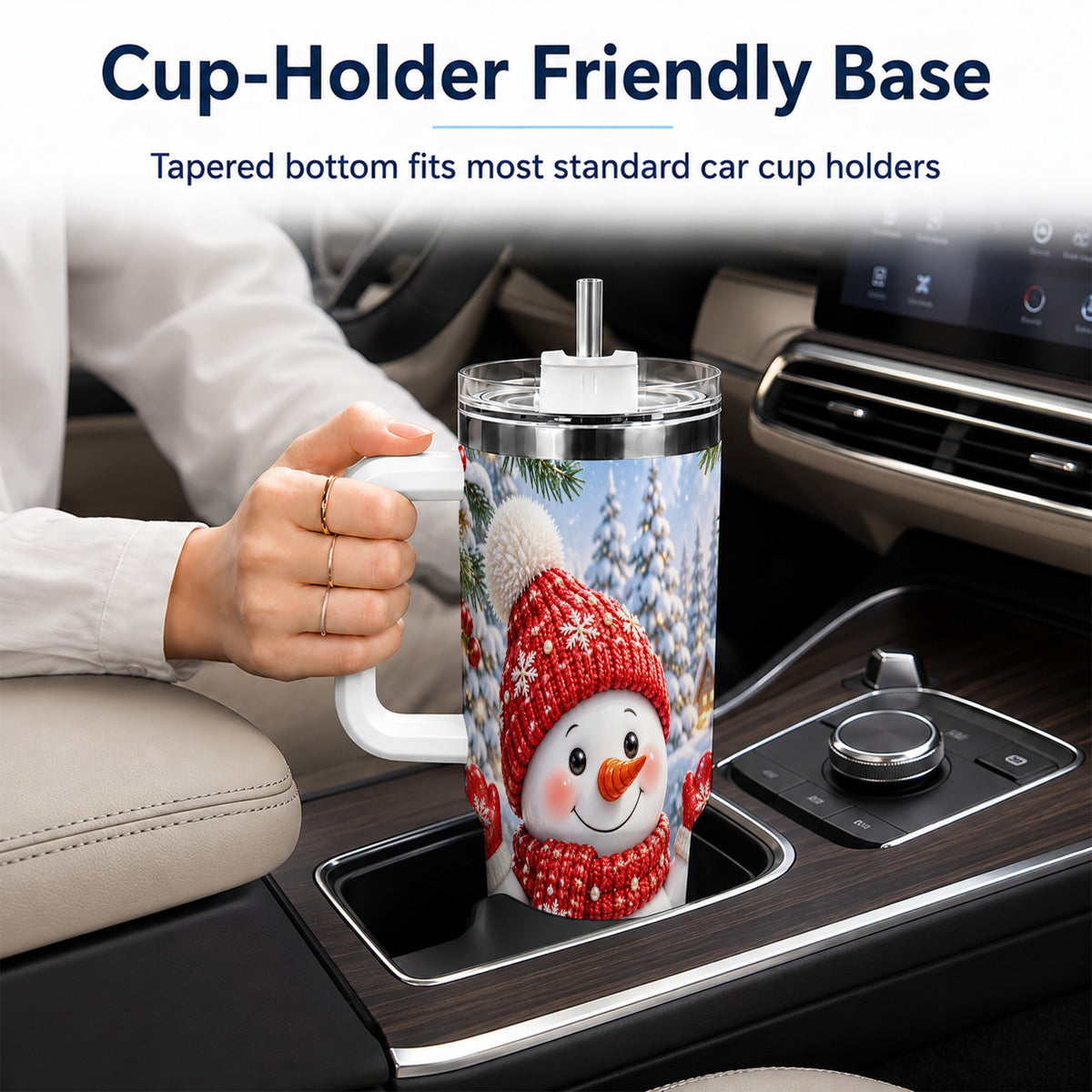 #pl[40oz|White] Red Snowman Tumbler 40oz, Christmas Tumbler, Stainless Steel Travel Cup
