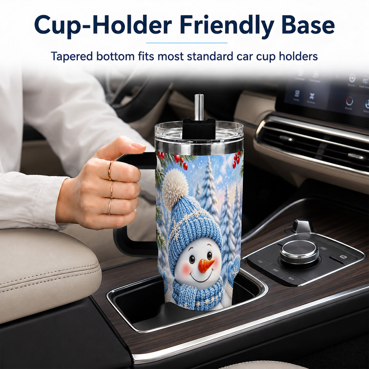 #pl[40oz|Black] Blue Snowman Tumbler 40oz, Christmas Tumbler, Stainless Steel Travel Cup