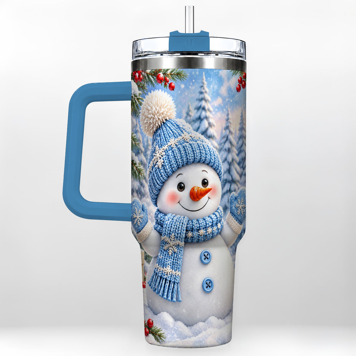 #pl[40oz|Blue] Blue Snowman Tumbler 40oz, Christmas Tumbler, Stainless Steel Travel Cup