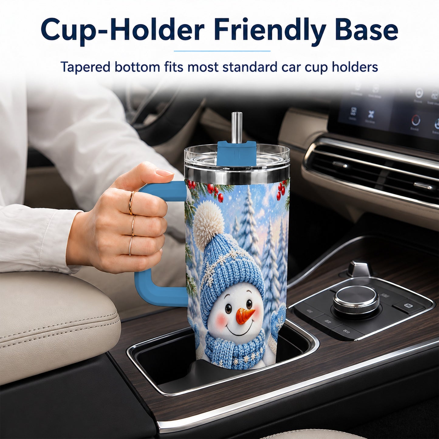 #pl[40oz|Blue] Blue Snowman Tumbler 40oz, Christmas Tumbler, Stainless Steel Travel Cup