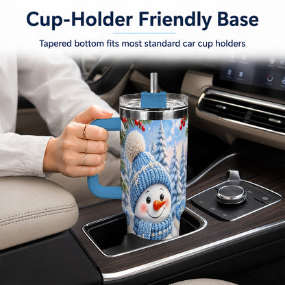 #pl[40oz|Blue] Blue Snowman Tumbler 40oz, Christmas Tumbler, Stainless Steel Travel Cup