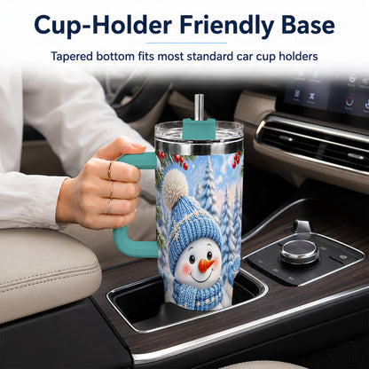 #pl[40oz|Green] Blue Snowman Tumbler 40oz, Christmas Tumbler, Stainless Steel Travel Cup