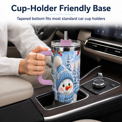 #pl[40oz|Pink] Blue Snowman Tumbler 40oz, Christmas Tumbler, Stainless Steel Travel Cup