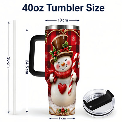 #pl[40oz|Black] Plaid Snowman Tumbler 40oz, Christmas Tumbler, Stainless Steel Travel Cup