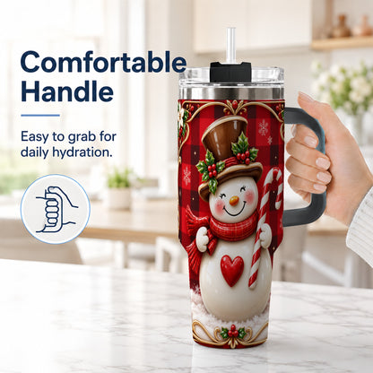 #pl[40oz|Black] Plaid Snowman Tumbler 40oz, Christmas Tumbler, Stainless Steel Travel Cup