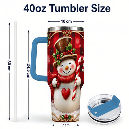 #pl[40oz|Blue] Plaid Snowman Tumbler 40oz, Christmas Tumbler, Stainless Steel Travel Cup