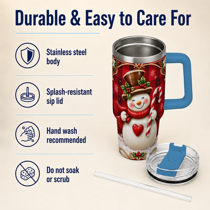 #pl[40oz|Blue] Plaid Snowman Tumbler 40oz, Christmas Tumbler, Stainless Steel Travel Cup