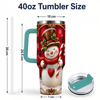 #pl[40oz|Green] Plaid Snowman Tumbler 40oz, Christmas Tumbler, Stainless Steel Travel Cup