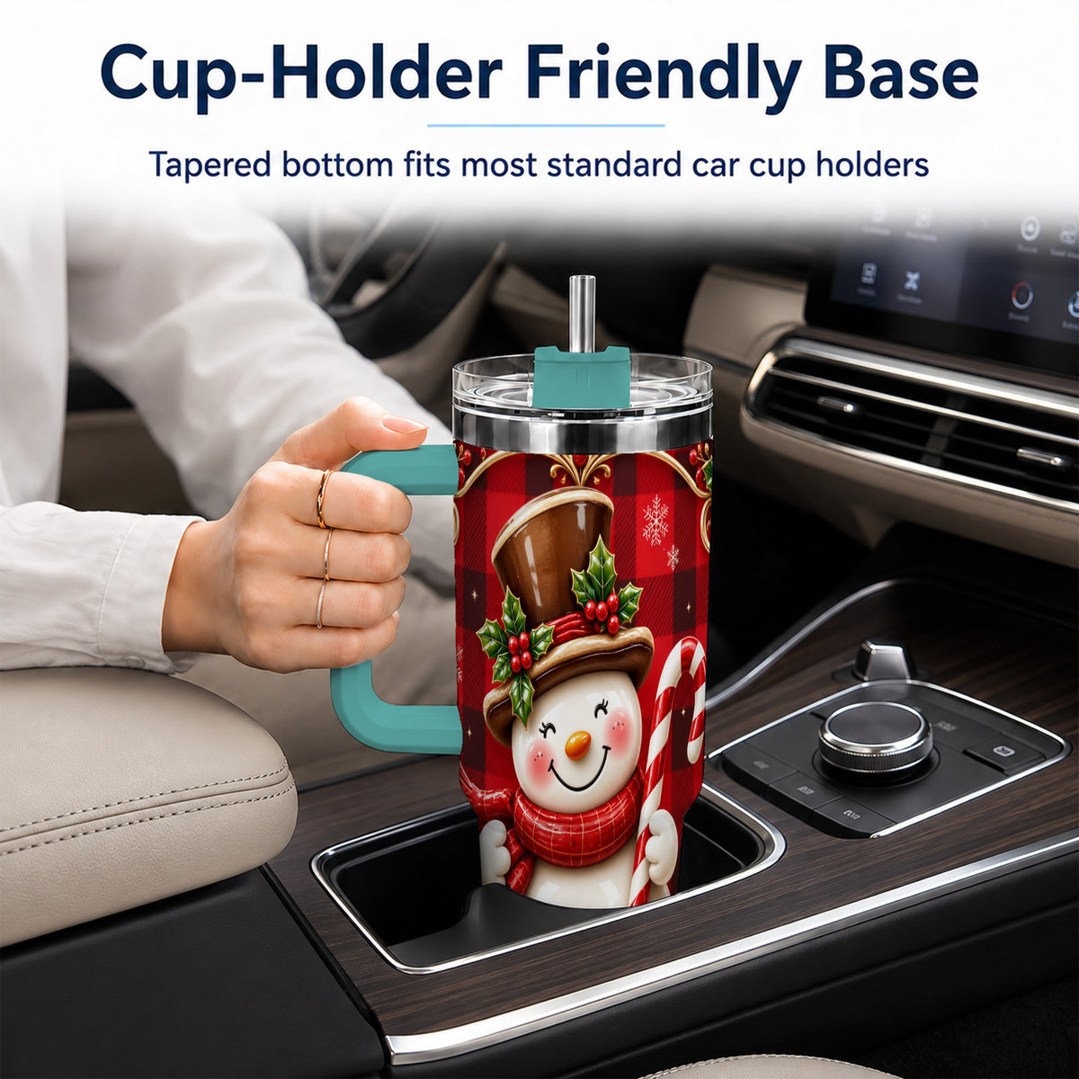 #pl[40oz|Green] Plaid Snowman Tumbler 40oz, Christmas Tumbler, Stainless Steel Travel Cup
