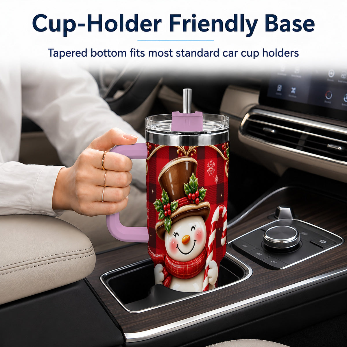 #pl[40oz|Pink] Plaid Snowman Tumbler 40oz, Christmas Tumbler, Stainless Steel Travel Cup